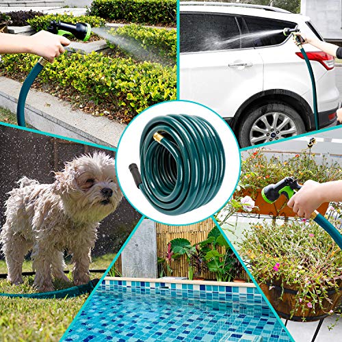 Worth Garden Short Garden Hose 3/4 In. X 25Ft. No Kink,No Leak,Heavy Duty Durable Pvc Water Hose With Brass Hose Fittings Swivel Grip,Male To Female Fittings,12 Years Warranty , Dark Green ,H065B04 #TOP5