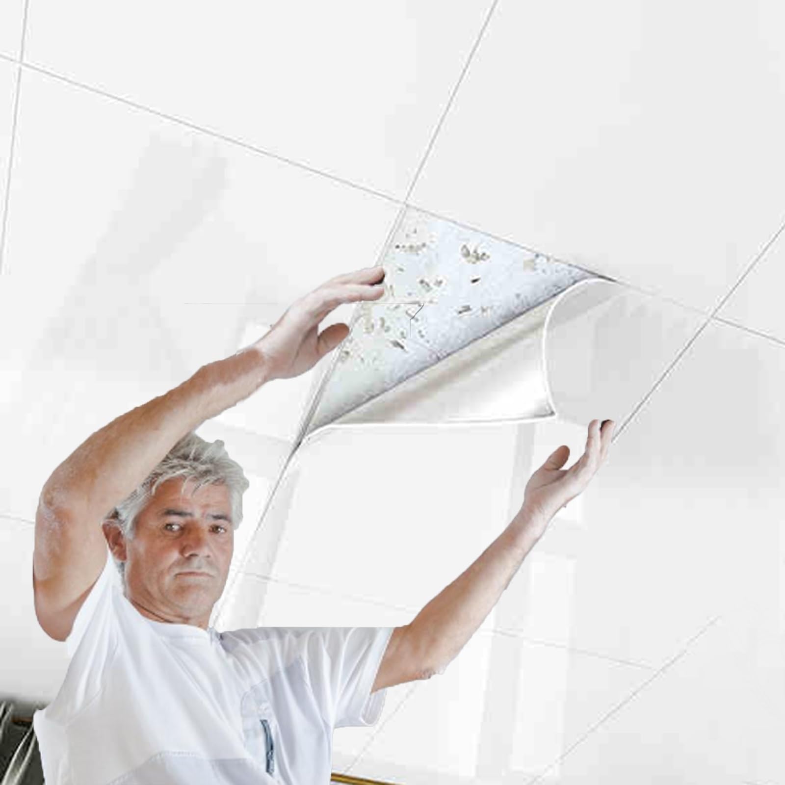 Azulejos de techo blancos para despegar y pegar, paneles de revestimiento de techo de PVC resistentes para decoración de paredes interiores, cubrir grietas y manchas
