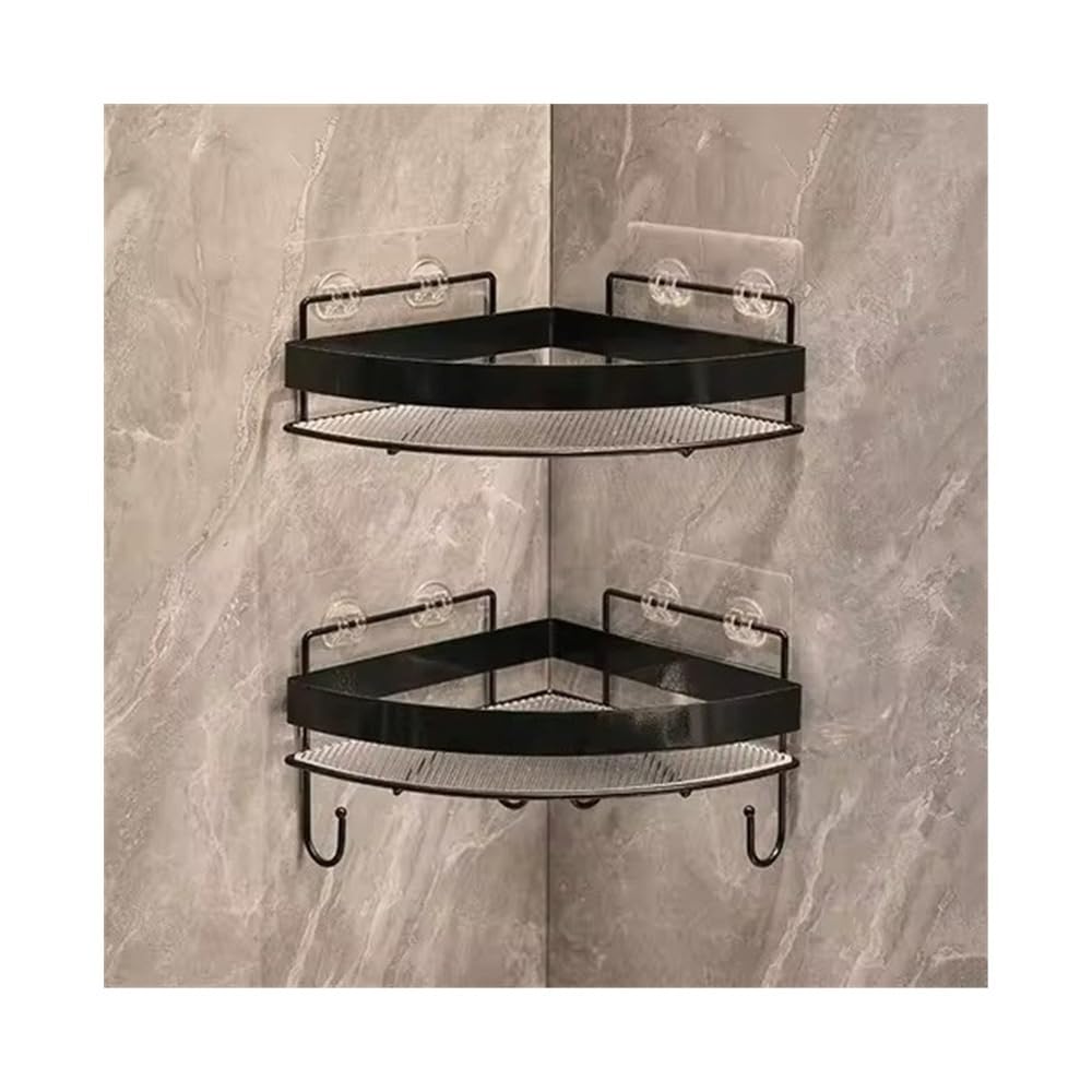 LUUYYI Bathroom Shelf 2-Pack Corner Shower Caddy with Hooks Wall Mounted Triangle Shower Shelves No Drilling Acrylic Shower