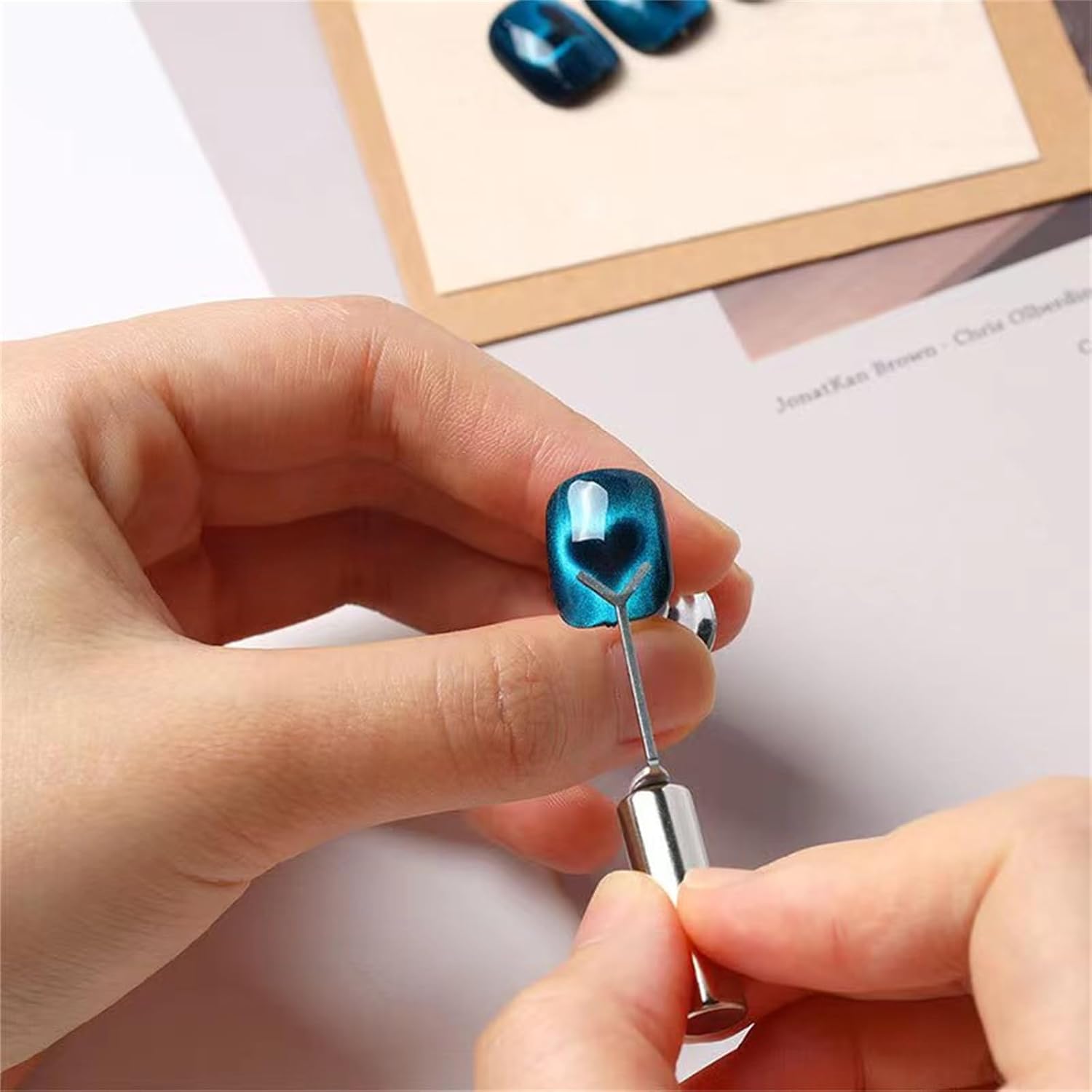 Heart Cat Eye Magnet for Nails, Heart Magnet for Nails, Nail Magnets for Nail Art, Cat Eye Magnets with Y-Shaped Guide for Nails, DIY Manicure Kit (3 Pack)