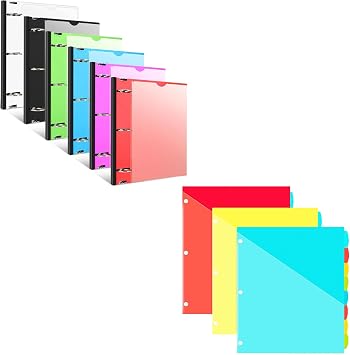 1.5 Inch Telescoping 3 Ring Binder + 8-Tab Plastic Binder Dividers