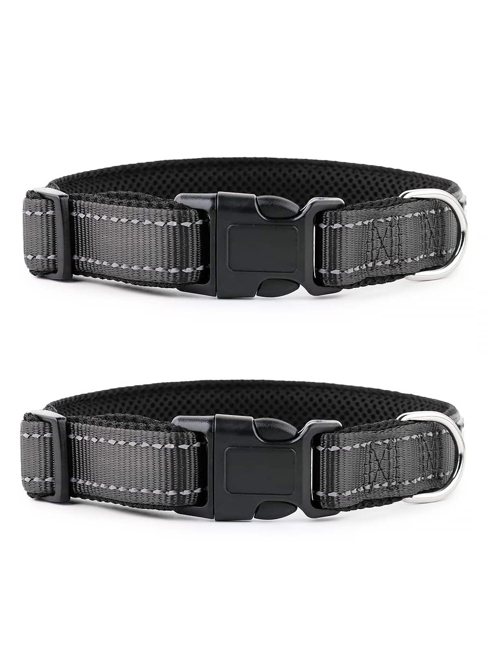 HAPPY4PETS Reflective Dog Collar | Dog Neck Belt Soft Breathable Mesh Collar for Dogs with Adjustable Buckle | Comfort-fit | Suitable for Medium & Large Dogs | (Large) (Black, Pack of 2) (B0BZQ89F99) Amazon Price History, Amazon Price Tracker