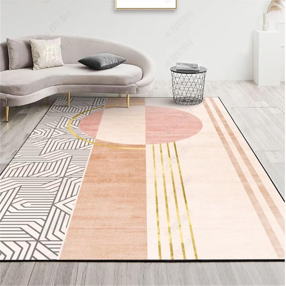 Tapis chambre ado rose et géométrique pour créer un salon moderne cosy