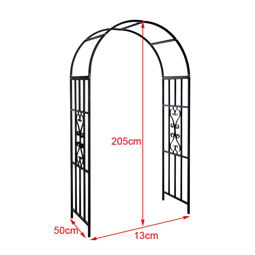BAKAJI Arco da Giardino Supporto per Rose Piante Rampicanti in Metallo 113 x 50 x 205H cm Colore Nero