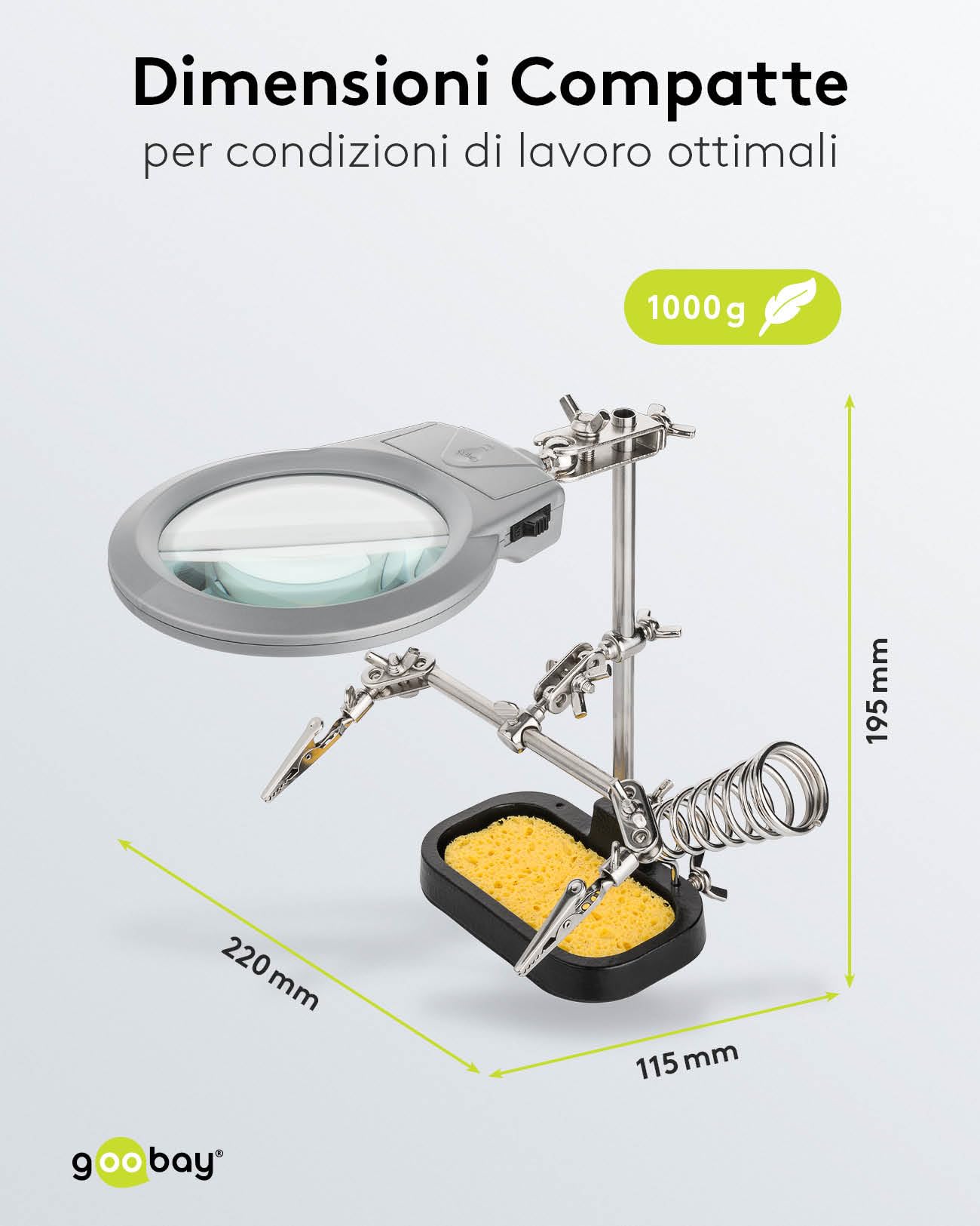 Fixpoint 51226 Sostegno Per Saldatura con Lente E Supporto in ghisa