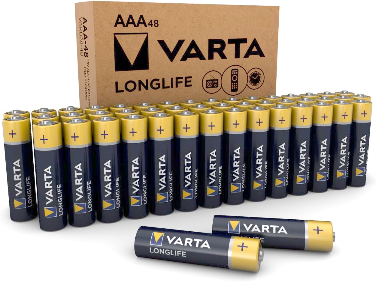 Varta Longlife AAA Batteries (48 Pack), Alkaline Triple A Battery