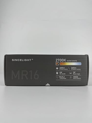 Miniatura 13 de SINCELIGHT Reflector LED MR16 (GU5.3) de 12 V de Ø50 mm con base GU5.3, 6 vatios, 450 lúmenes, equivalente a halógeno de 50 W, 2700 K (blanco