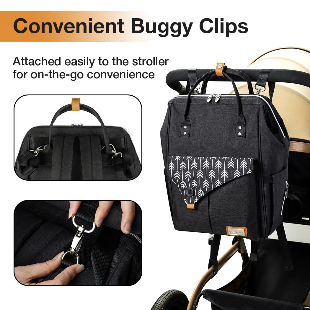 Lekebaby Nappy Changing Bag Backpack - Baby Changing Bag with Portable Changing Mat and Stroller Straps for Mom & Dad, Arrow Print