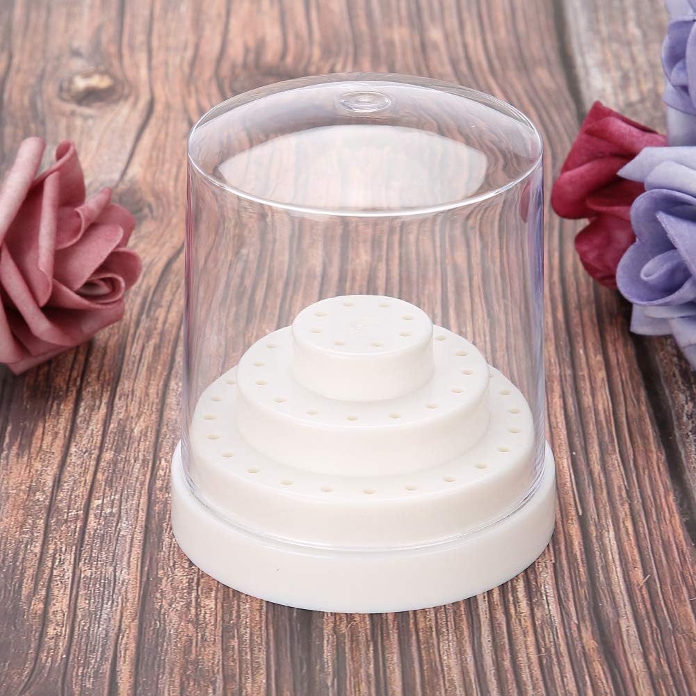 Yinhing Nail Drill Stand,48 Holes Nail Drill Holder Professional Nail Art Plastic Drill Stand for Nail Art Drill Bit Organizer Box Holder(White)