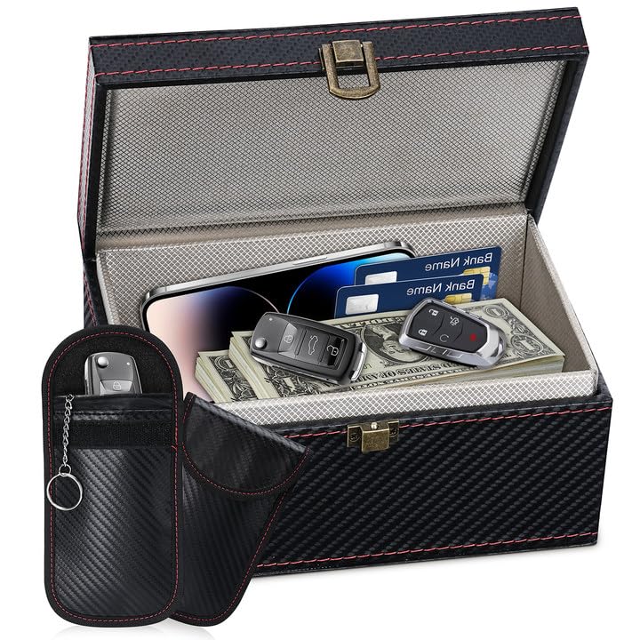 Kairey Faraday Car Key Case, Anti-Theft Car Anti-RFID Cage Faraday Signal Blocker RFID Protection Key Security Remote Control Car Keyless Go Against
