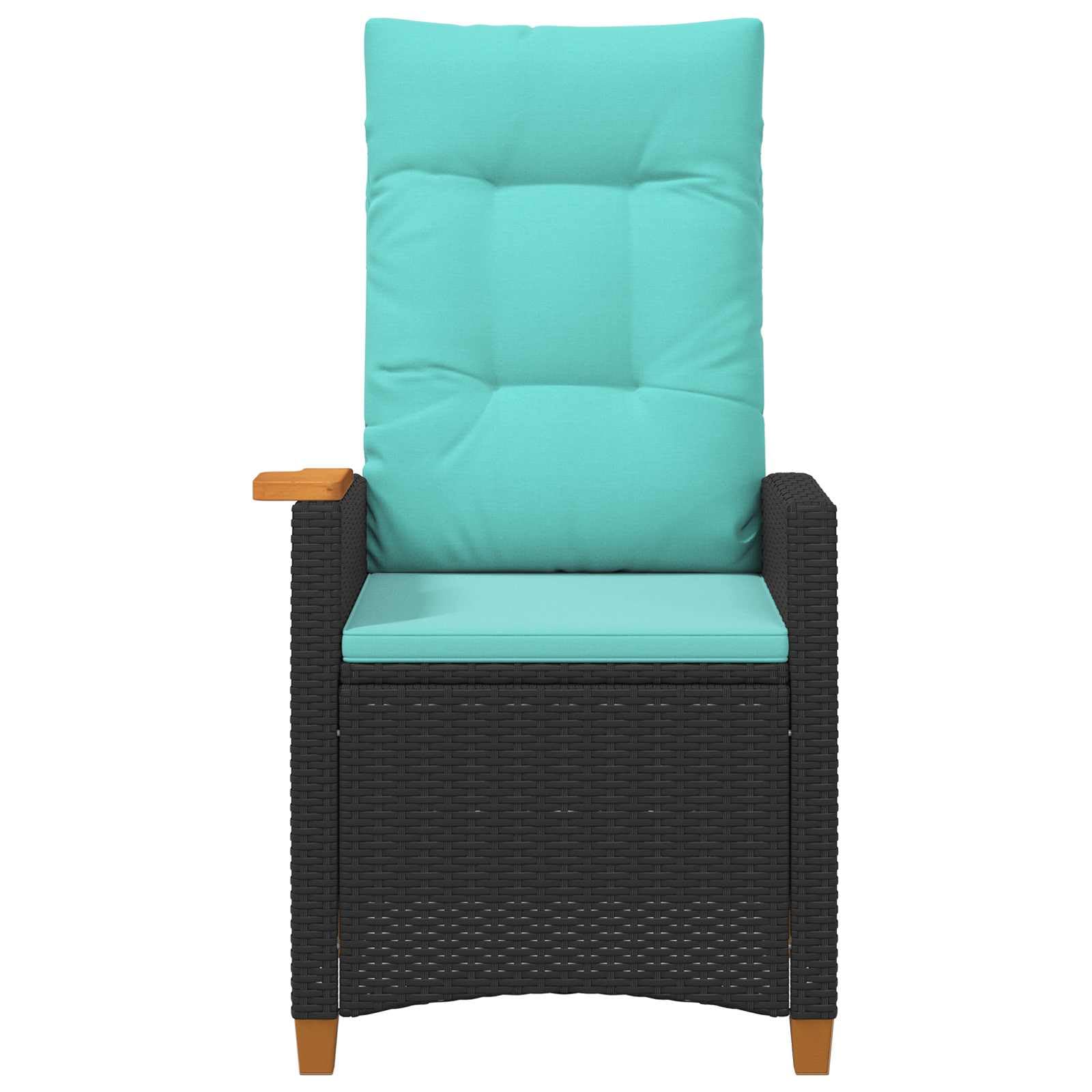 Leżak z talerzem do herbaty, polirattan, odporny na warunki atmosferyczne, krzesło ogrodowe, 62 x 64 x 112 cm, regulowany, na taras, balkon, do użytku na zewnątrz, ze stalową ramą i