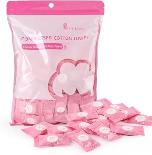 100Pcs Disposable Compressed Towels Tablets, Portable Cotton Face Cloths | Travel Face Towels, Expands with Water, Individually Wrapped, Makeup Removal & Skincare for Women Travel Camping Outdoor Home