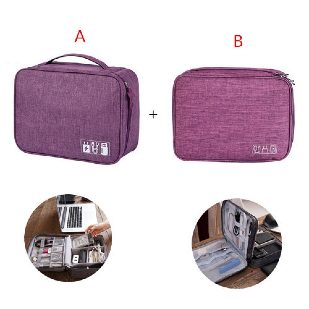 Cavo da viaggio Caricabatterie per caricabatterie e cavi di immagazzinaggio portatile USB Gadget Wire Machine Auricolare Wire Organizer Case Accessori-Purple_1