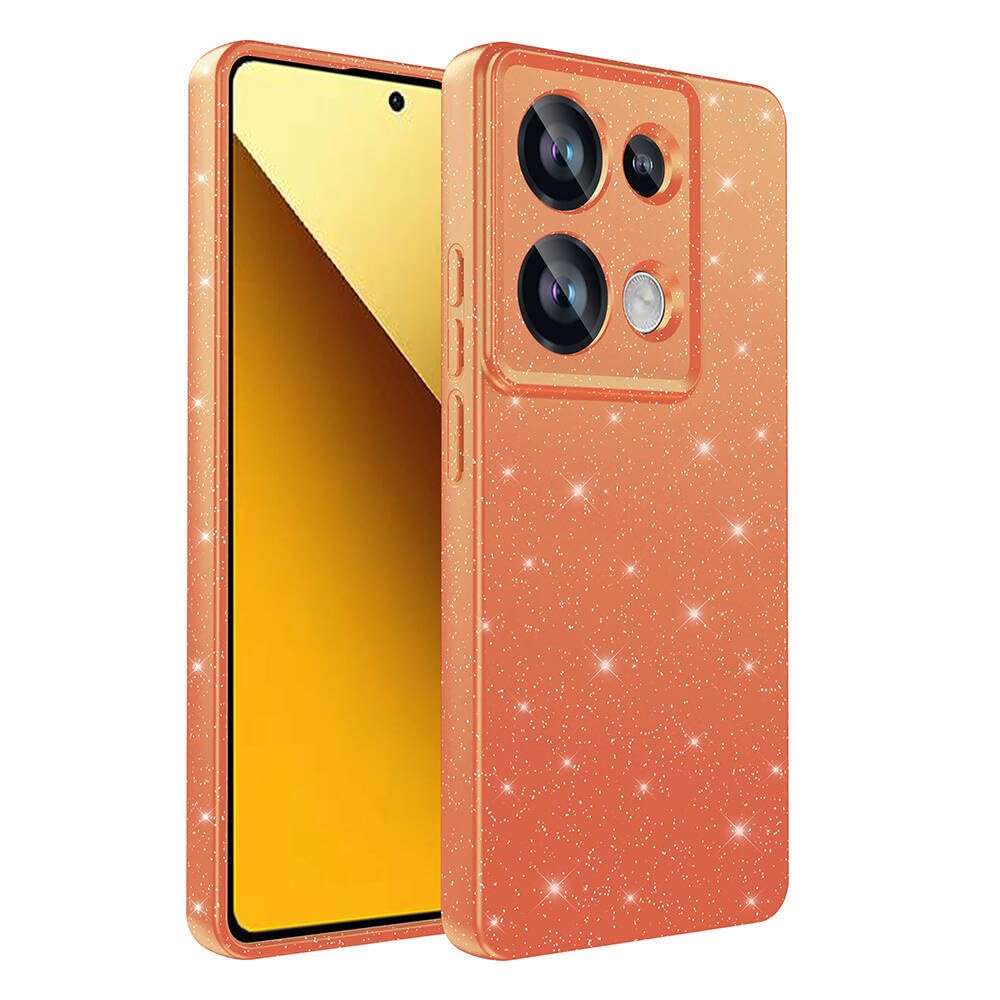 Zore Xiaomi ile uyumlu Redmi Note 13 Pro 4G Kılıf Kamera Korumalı Simli Lüks Zore Koton Kapak Turuncu