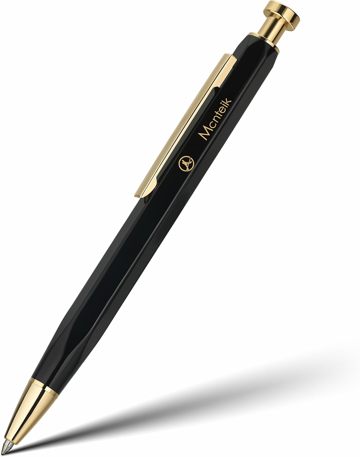 Black Click Pen With 24K Gold Finish, Fine lacquer work, Exquisite Gel Pen Gift Set for Men & Women, ADMOK Black refill, Office Supplies, Professional, Executive, Nice Retractable Pen