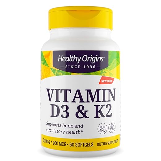 Vitamina D-3 2000Ui + K2 MK7 200mcg 60VGels Healthy Origins