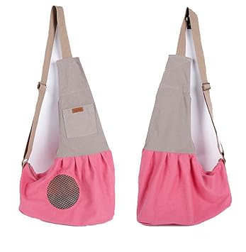 LILYS PET Pet Dog Cat Puppy Sling Carrier, Adjustable Pet Shoulder Bag Sling Carrier with Breathable Mesh Design (Pink)