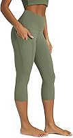 Vista 16 de ODODOS - Leggings capri de cintura alta para mujer con bolsillos, control de abdomen, no se transparentan, para entrenamiento atlético, running
