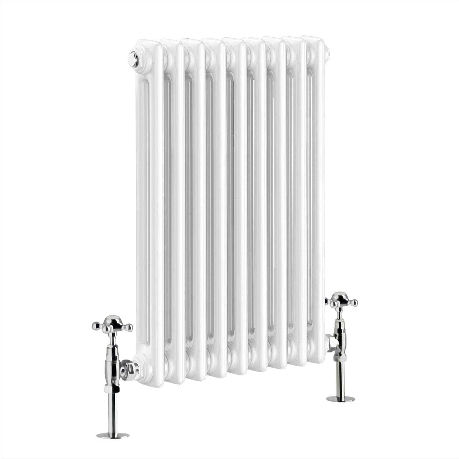 Warmehaus - Traditional Cast Iron Style White Double Column Horizontal Radiator 600 x 425mm - Perfect for Bathrooms, Kitchen, Living Room โ image 1