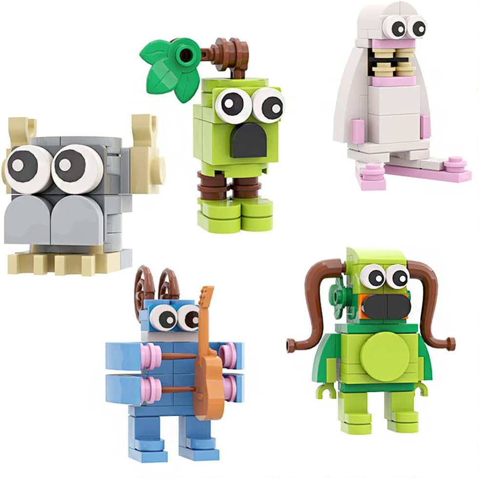 5PCS My Singing Monsters Building Blocks Kit - Cartoon Anime Figures, Mini Brick Building Educational Collection, DIY Blocks, Gifts Toy for Children and Adults