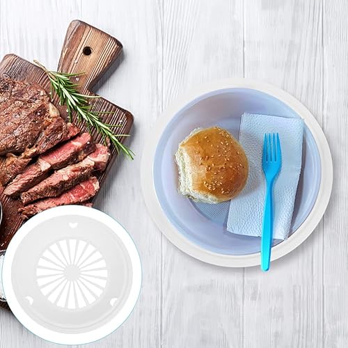 Miniatura 8 de Hemoton 6 soportes de papel reutilizables para platos redondos, dispensador de platos de cena, organizador de platos de barbacoa con broche para