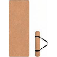 Cork Yoga Mat 6mm Extra Thick TPE Non-Slip Workout Mat with Alignment Lines for Hot Yoga and Home Gym