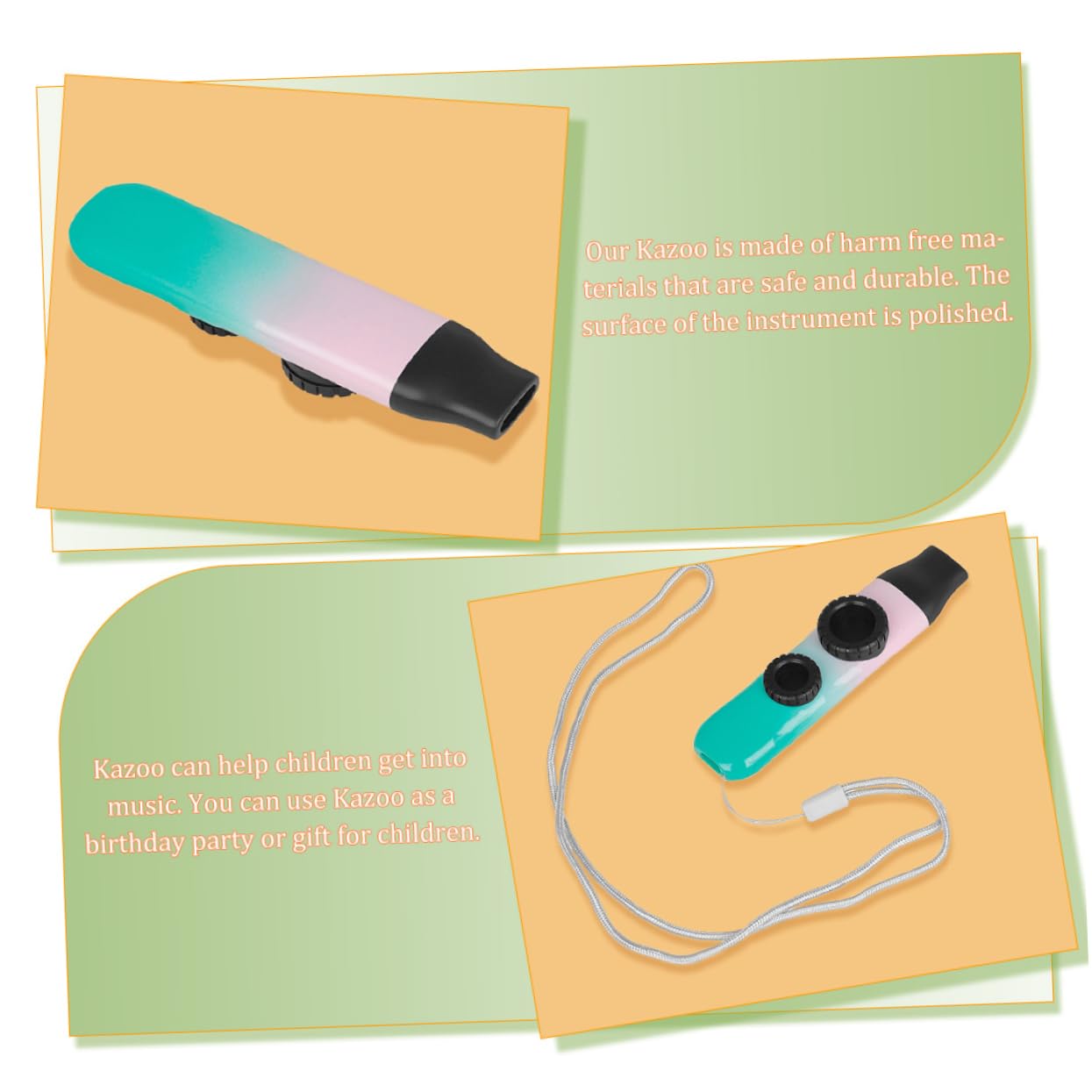 ibasenice 3juegos Kazoo Profesional De Doble Orificio Para Adultos Kazoo Portátil Color Gradiente Con Accesorios Para Acompañar Guitarra Ukelele y Violín