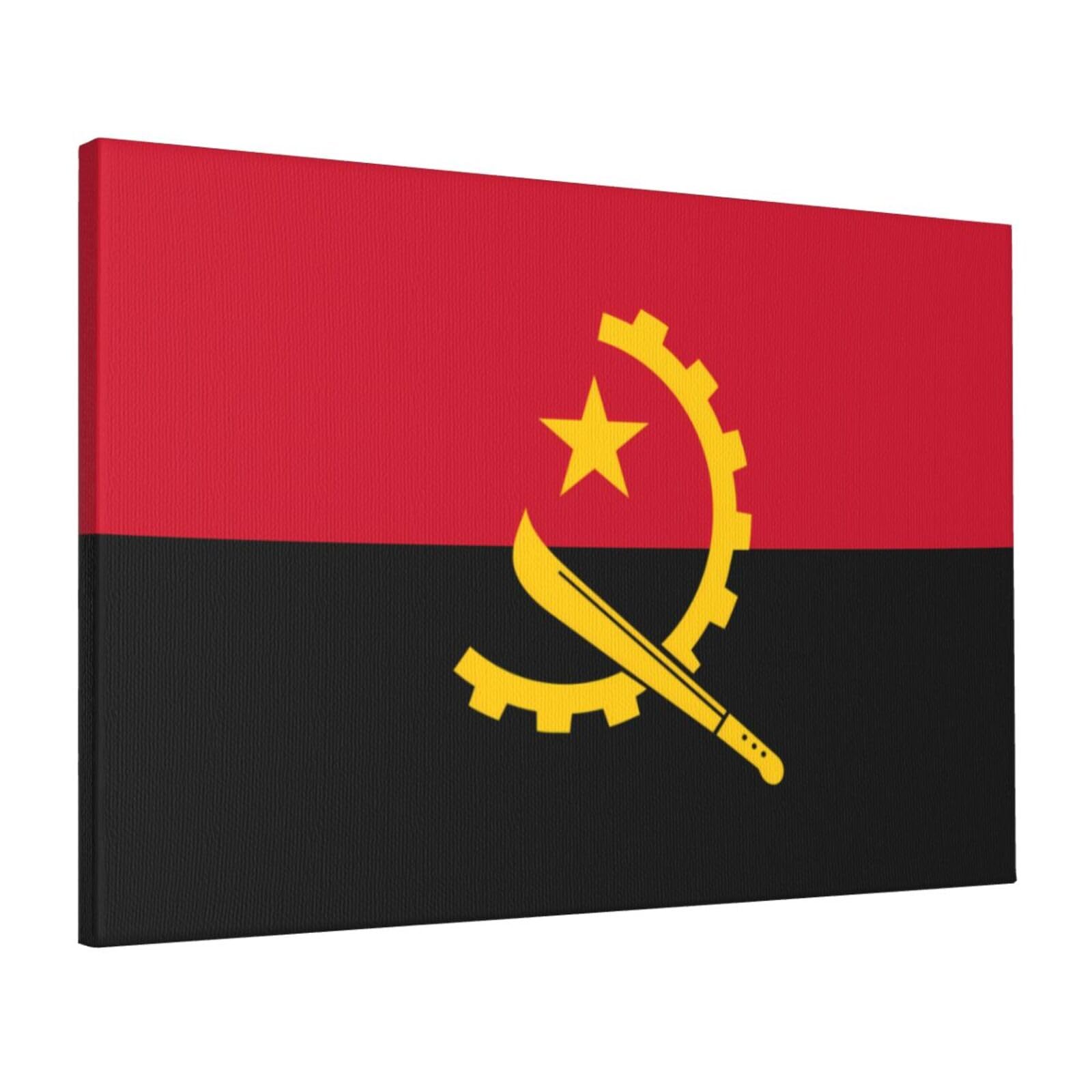 CNTDBU Angola Flag Canvas Wall Art 16x24 Inch-Large Modern Painting Print for Living Room, Framed Ready to Hang Artwork for Bedroom