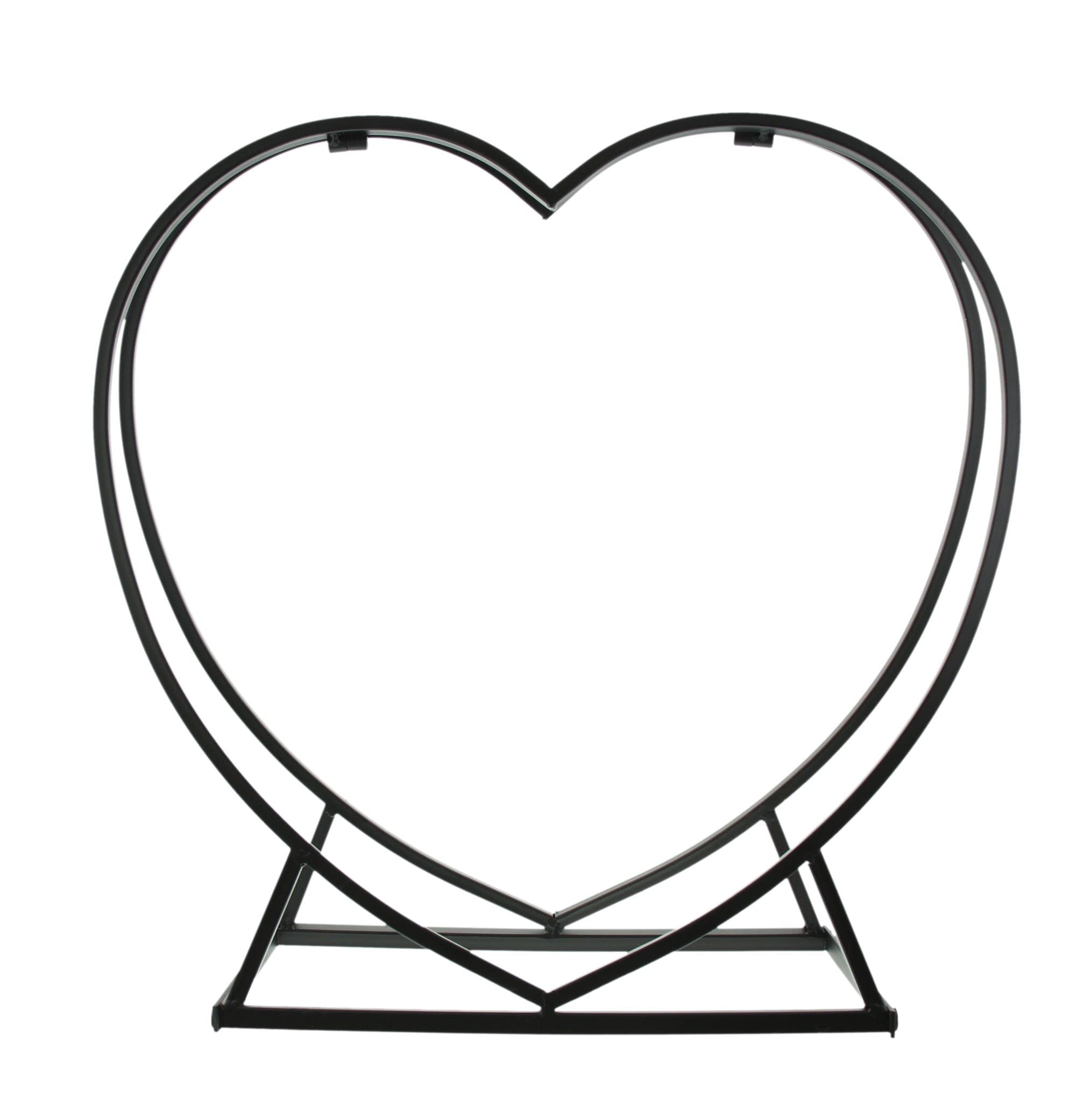 FRANK FLECHTWAREN Kaminholzständer in Herz Form, Kaminholzhalter, Kaminholzkorb, Kaminholzregal Herz, Hochzeitsgeschenk, Romantik, Valentin, 55 x 18 x 54 cm Herzform
