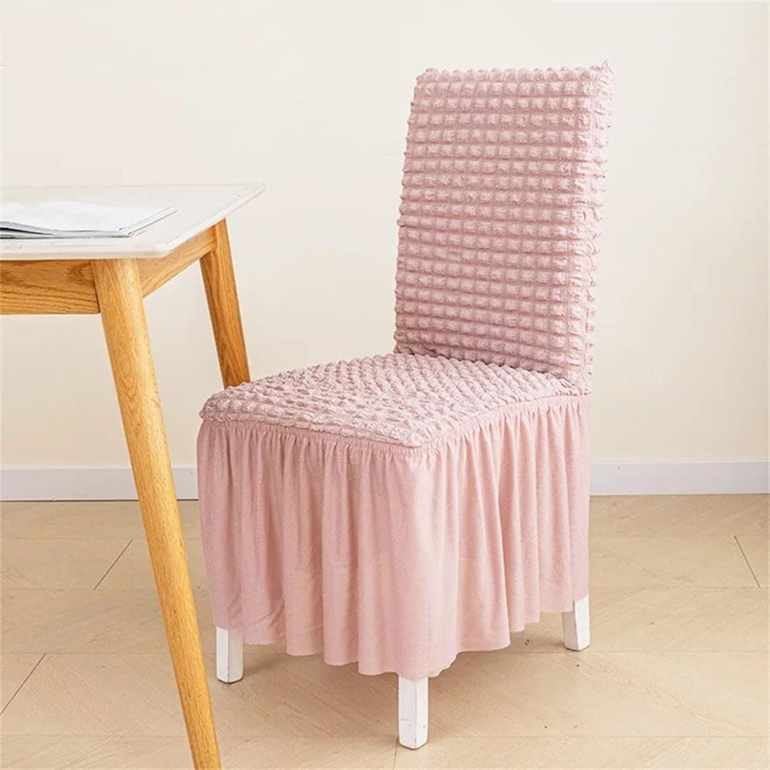 PBTMCD Seersucker Skirt Chair Covers Set Of 2 Stretch Washable Slipcovers For Dining Room Banquet Wedding Seat Protector(80#)