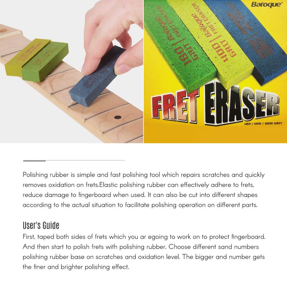 Guitar Fret Polishing Erasers Abraisive Rubber 180 400 1000 1500 2000 Grit O6W9 - Foto 8