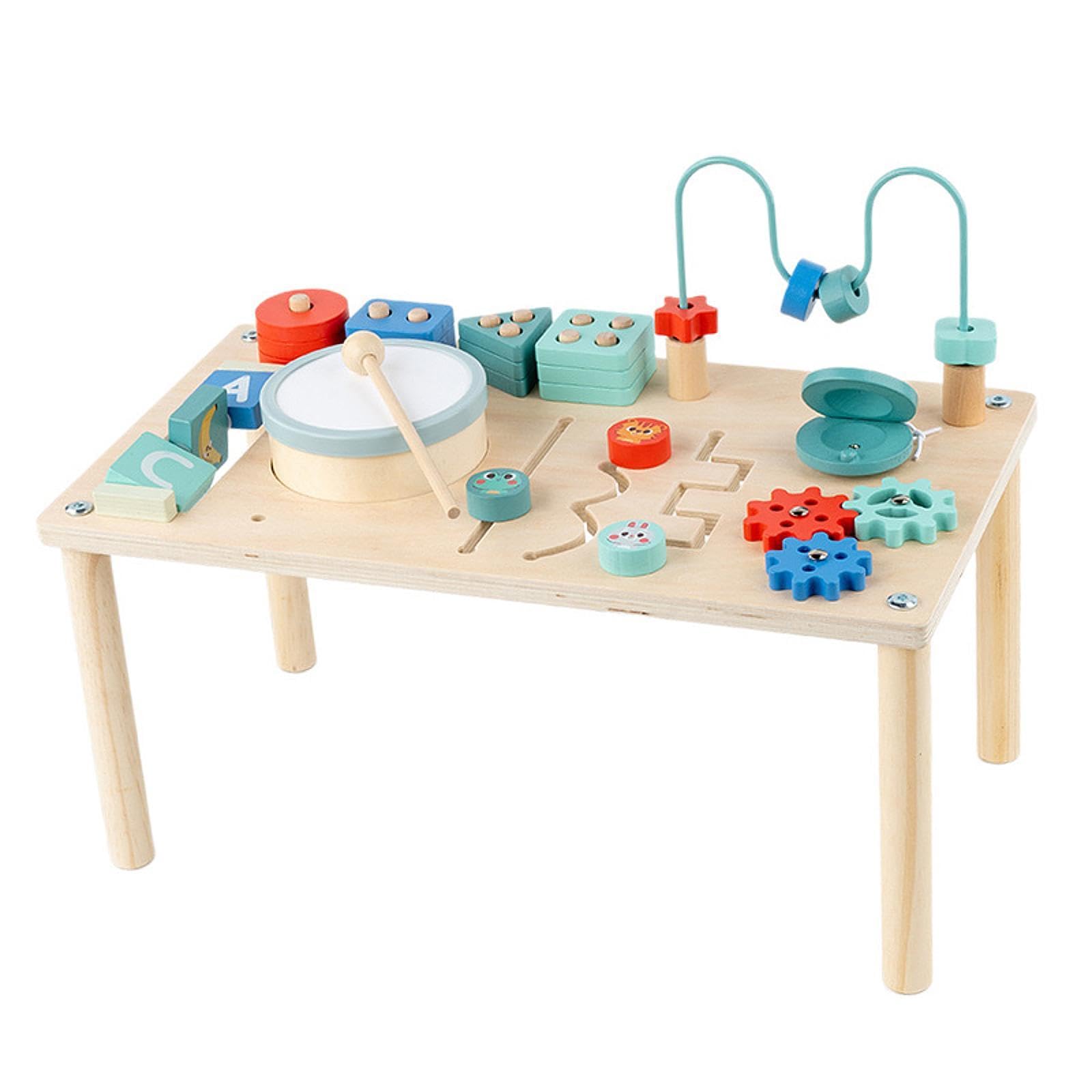 Mesa de Actividades de Madera para Niños, Juguetes de Aprendizaje Temprano, Regalos de Cumpleaños con Engranajes.