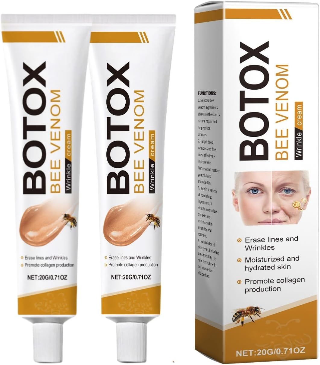 Botox Bijengif Rimpelcrème, Rimpelverwijderingscrème, Wissen van lijntjes en rimpels, Zachte vochtinbrengende en hydraterende huid, Bevordert de collageenproductie, Voor gezicht en hals (2)