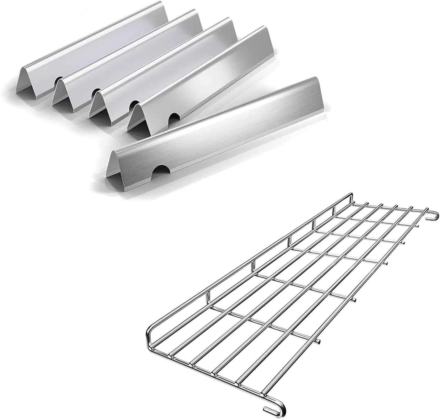 QuliMetal 17.1" Flavorizer Bars and 65055 Grill Warming Rack for Weber Genesis II and Genesis II LX 300 Series