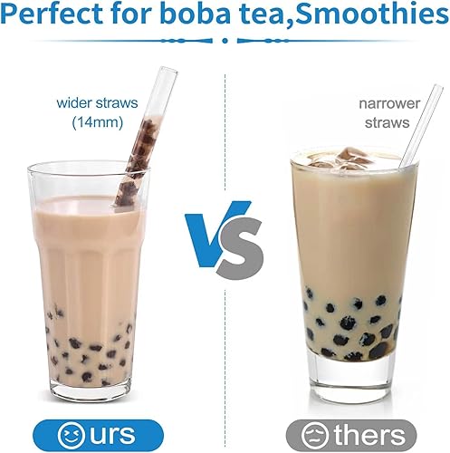 Miniatura 3 de RENYIH 10 popotes de vidrio reutilizables de 0.354 x 0.551in de ancho, pajitas de batido jumbo para té de burbujas, batidos, juego de 5 rectas y 5