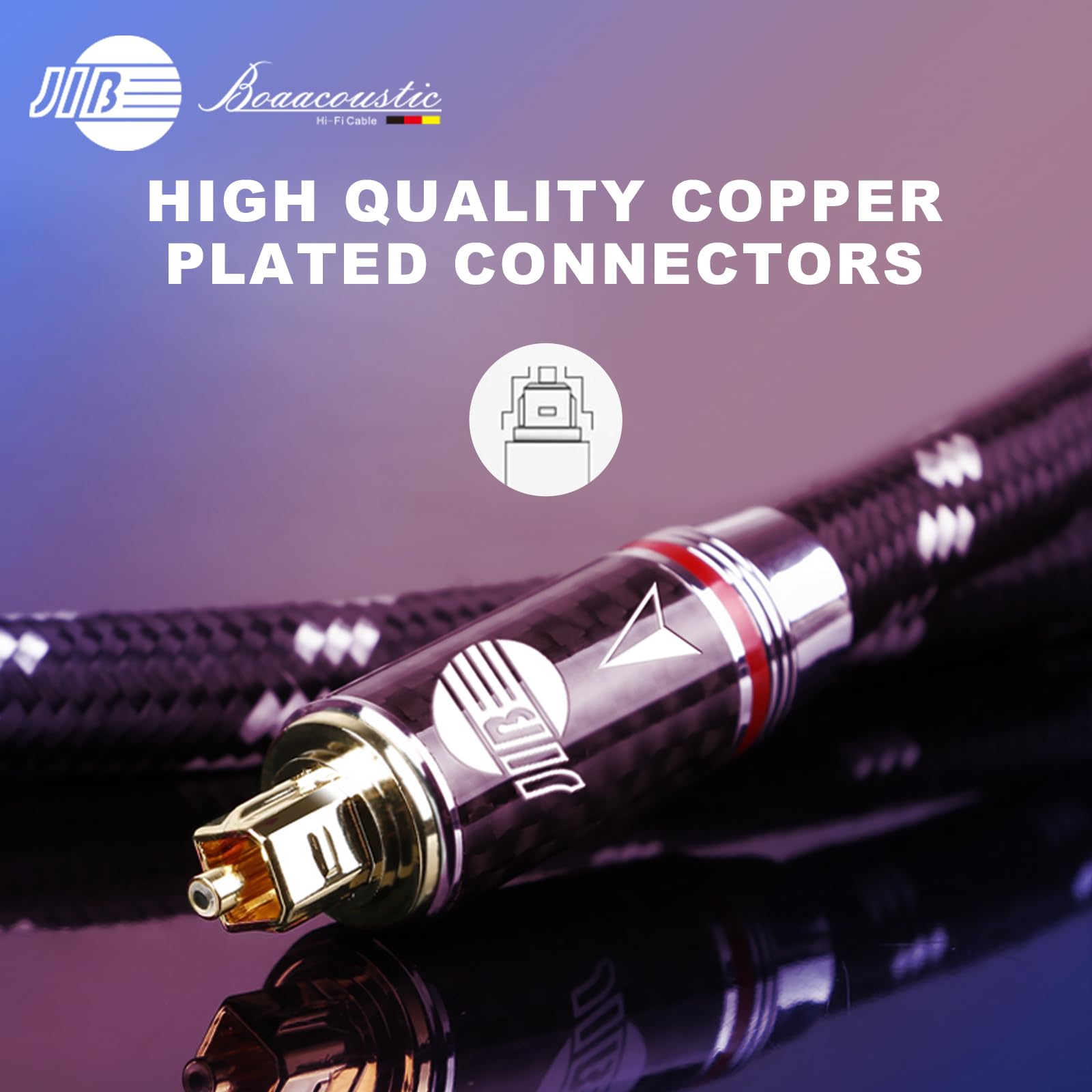 BOAACOUSTIC JIB hi-end Audiophile Cable Óptico Audio Digital TOSLINK Optico Dolby DTS Sound Conectores chapados en oro SPDIF Cable de Fibra Óptica, para Barra de Sonido, TV, Home Cinema 2m