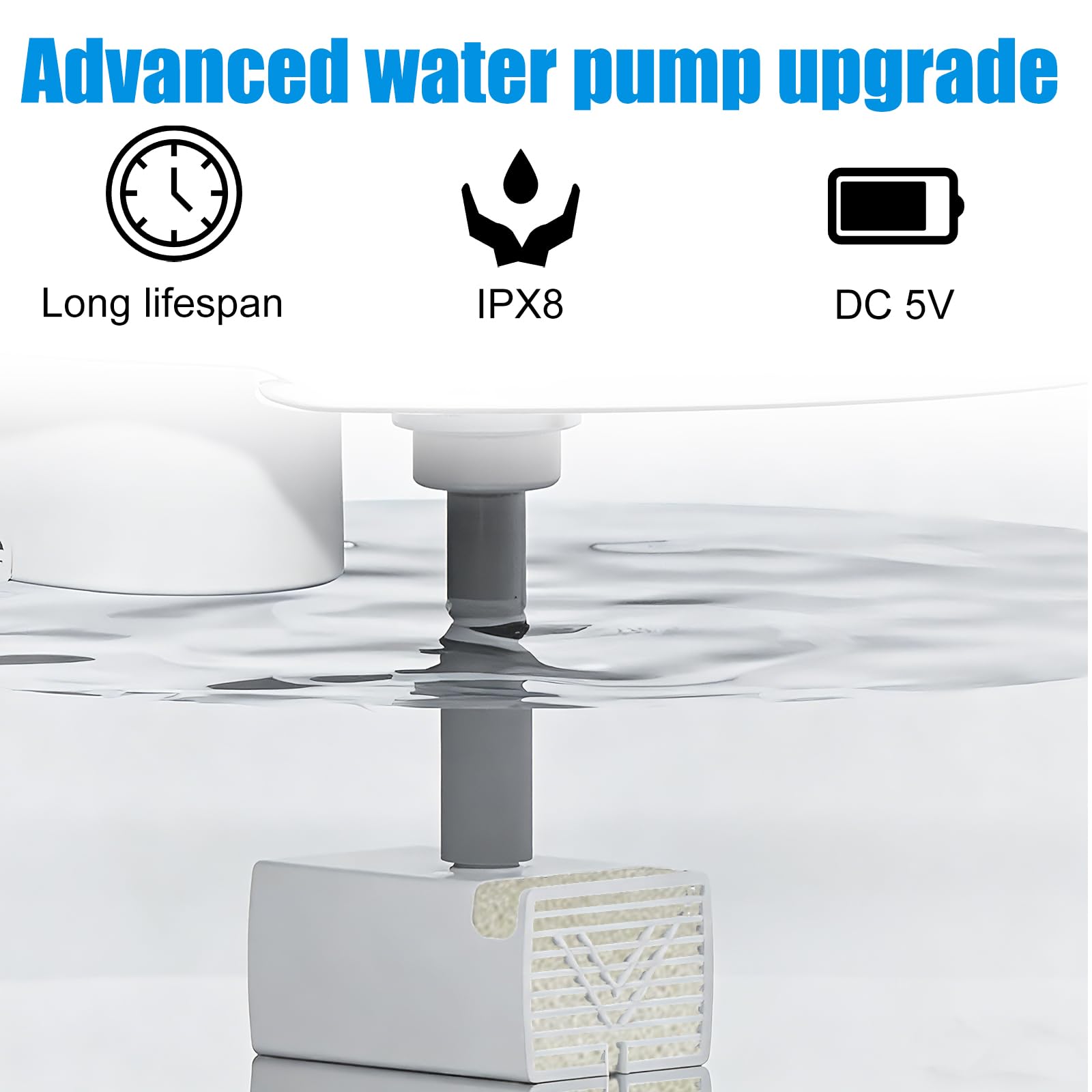 Pompa di Ricambio JY-830 per Fontana Animali Domestici, Pompa Fontana gatti con Interfaccia USB Compatibile con Fontane per Animali Domestici in Acciaio Inossidabile da 2,2L 3,2L 4L e 7L