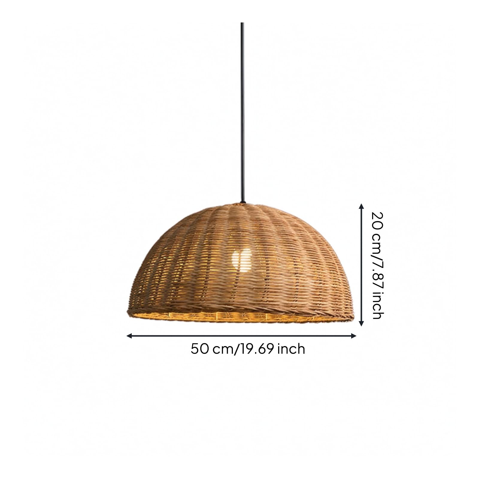 Lampadario in Rattan Regolabile Luce Calda, Lampada a Sospensione in Rattan, Illuminazione, per Caffetteria, 50CM