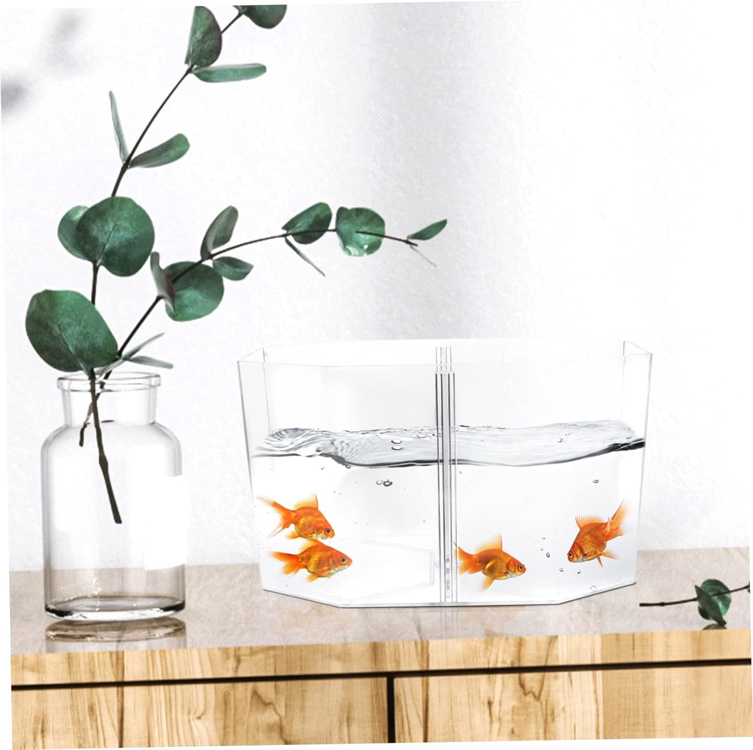 ARTIBETTER Transparent Fish Isolation Tank Two Compartments High- Breeding Box for Betta and Small Fish Aquarium Incubator for Spawning and