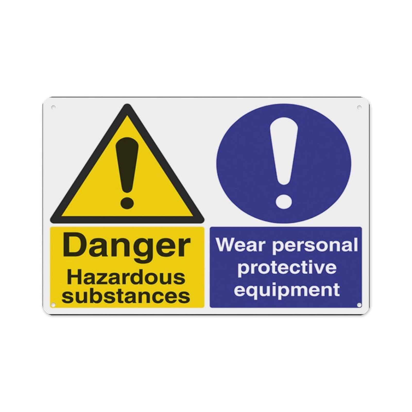 peiyeety Hazardous Substanceswear Ppe Aluminum Tin Warning Signs For Home Outdoor Garden 12X16 Inches