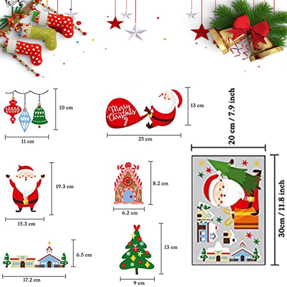 Adesivi Natalizi Per Finestre Vetrofanie Natalizie Per Finestre - Adesivi Rimovibili Riutilizzabili, Motivi Babbo Natale, Renne, Fiocchi Di Neve Vetrofanie Natale Finestre