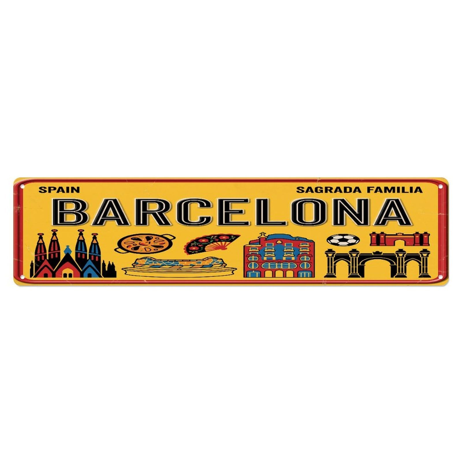 Metal Tin Sign Barcelona Spain Sagrada Familia Paella