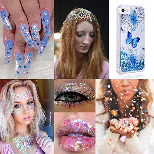 24 Color/Set 3D Butterfly Nail Glitter Sequins, Kalolary Laser Butterfly Nail Sequin Flake Acrylic Manicure Paillettes Face Body Lip Glitters for Nail Art Decoration Resin Mold DIY Makeup - Thumbnail 7