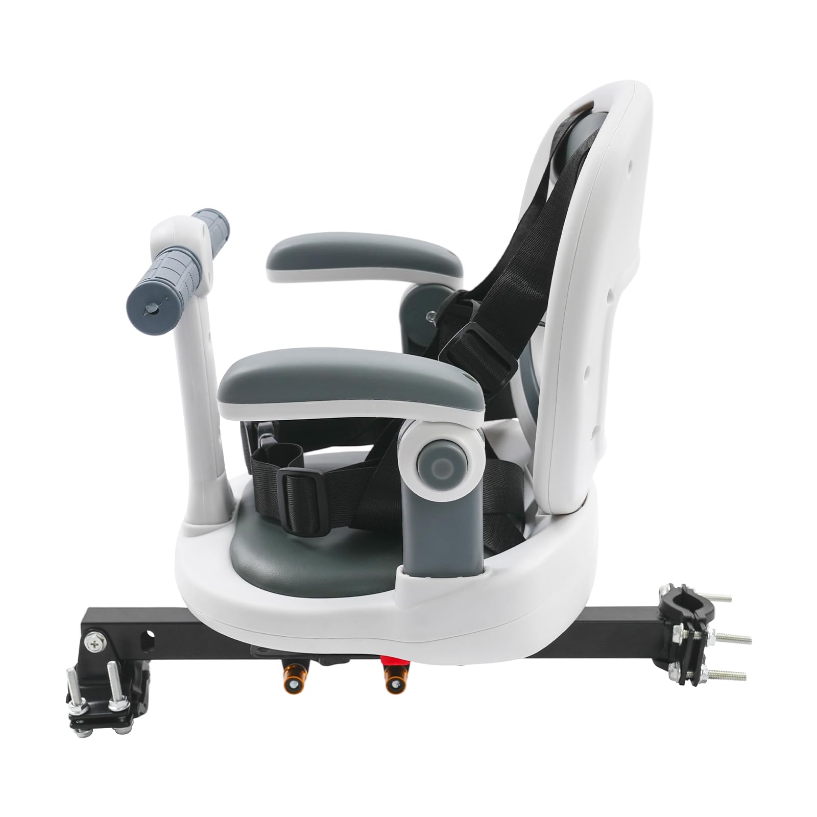 Siège de vélo avant pour enfant avec rotation à 360 °, siège de vélo pour enfant avec ceinture de sécurité et accoudoirs réglables, repose-pieds pliable, convient pour 6 mois à 8 ans