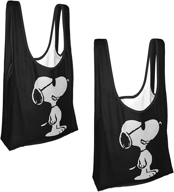 Amazon 2個入り スヌーピー 1 人気 グッズ エコバッグ 買い物バッグ 男女兼用 ショッピングバッグ 折りたたみ レジ袋 大容量 防水 手提げ袋 ファッション 多機能 防水 収納レジバッグ コンビニ用 シューズ バッグ