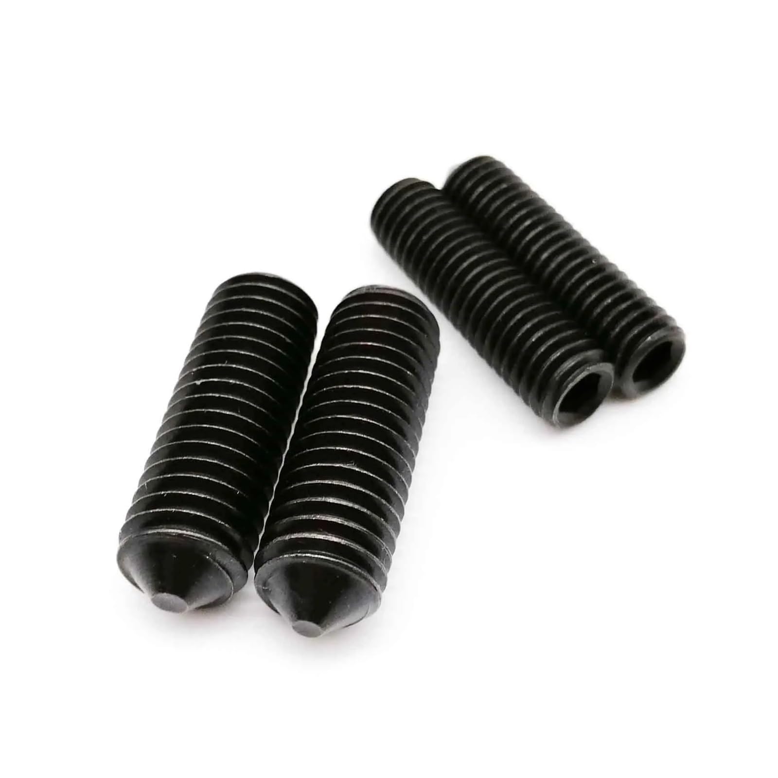 KEXYOAN 50pcs M3 M4 M5 M6 M8 DIN914 304 Stainless Black Grade 12.9 Steel Hex Hexagon Socket Tapered End Grub Bolt Cone Point Set Screw(12.9 Class Steel,4MM-50PCS M3)