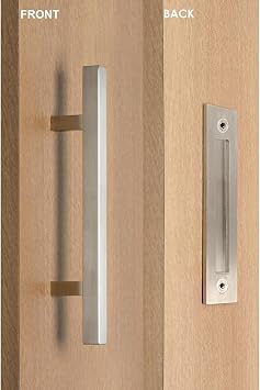 Modern and Contemporary Square Pull and Flush Door Handle Set/Commercial/Residential Grade Stainless Steel/Satin Finish