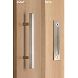 STRONGAR Modern and Contemporary Square Pull and Flush Door Handle Set/Commercial/Residential Grade Stainless Steel/Satin Finish