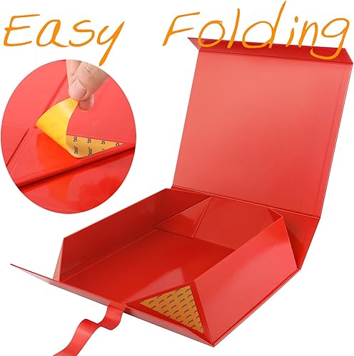 Vista 17 de GREEN BEAN 6 cajas de regalo grandes con tapas para regalos de 13 x 9.7 x 3.4 pulgadas, caja de regalo magnética verde de Navidad con cinta, caja