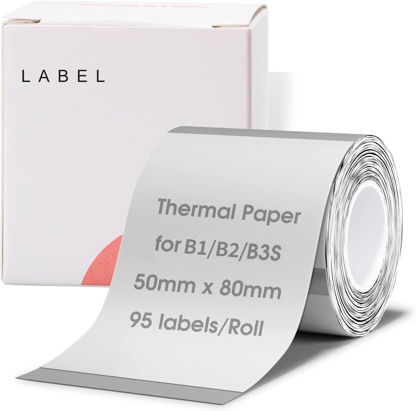 NIIMBOT Label Maker Tape 50×80mm Transparent Label Print Paper Compatible for NIIMBOT B1 B21, Thermal Sticker Paper 1.9'' x 3.15'' Waterproof Labeling Tape Replacement 95 Labels/Roll